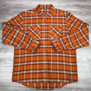 Sitka Gear Riser Work Shirt Men XL Orange Plaid Flannel Pocket Button Up Hunting